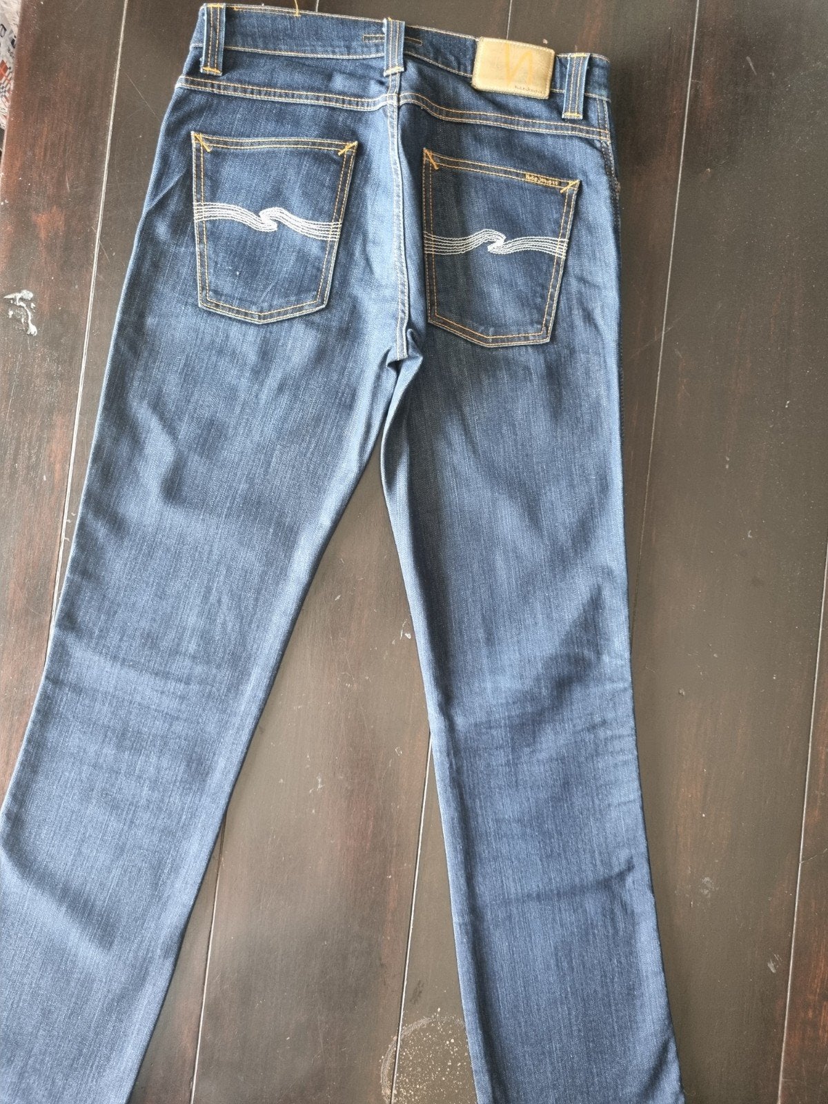 ZGAN DONKERBLAUWE NUDIE SLIM JIM STRETCH JEANS SIZE 33/32!!!, Blauw, Ophalen of Verzenden, Zo goed als nieuw, W33 - W34 (confectie 48/50)
