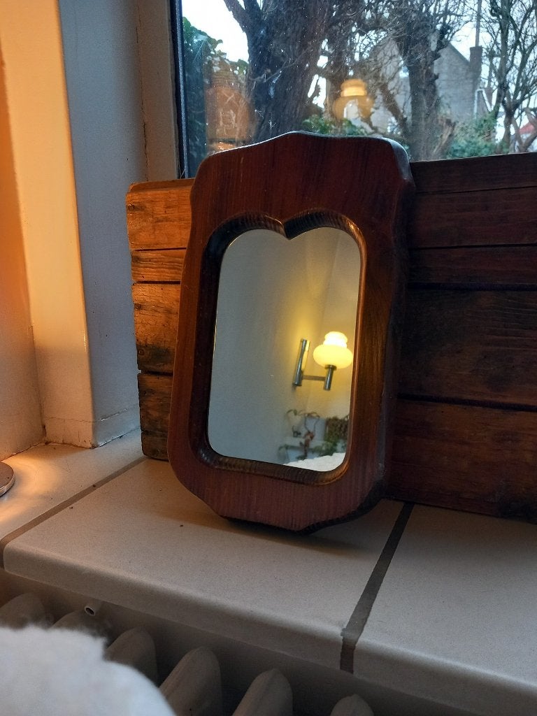 bijzondere, oude spiegel, antiek vintage brocante, Frankrijk, Ophalen, Overige vormen, Minder dan 50 cm