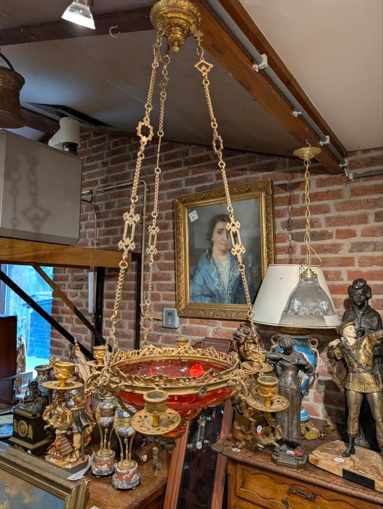 Antieke kaarsen kroon kamp. €290., Antiek en Kunst, Ophalen