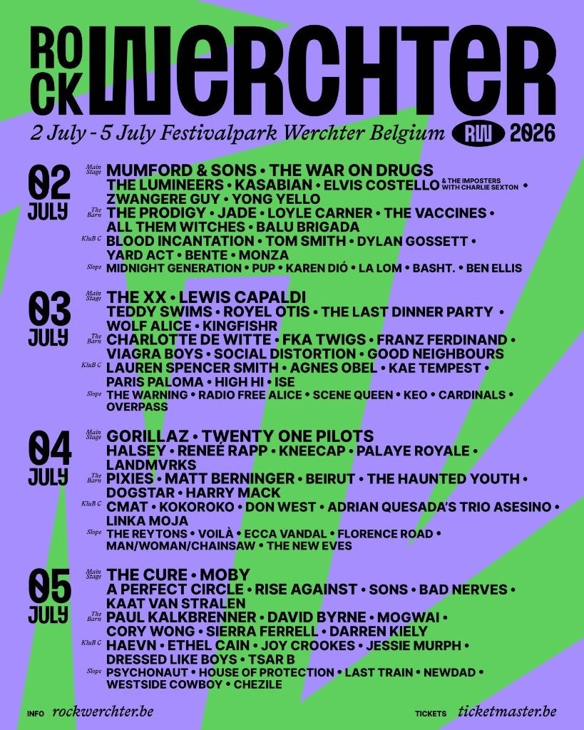 2x Combi Tickets Rock Werchter 2026, Twee personen, Meerdaags