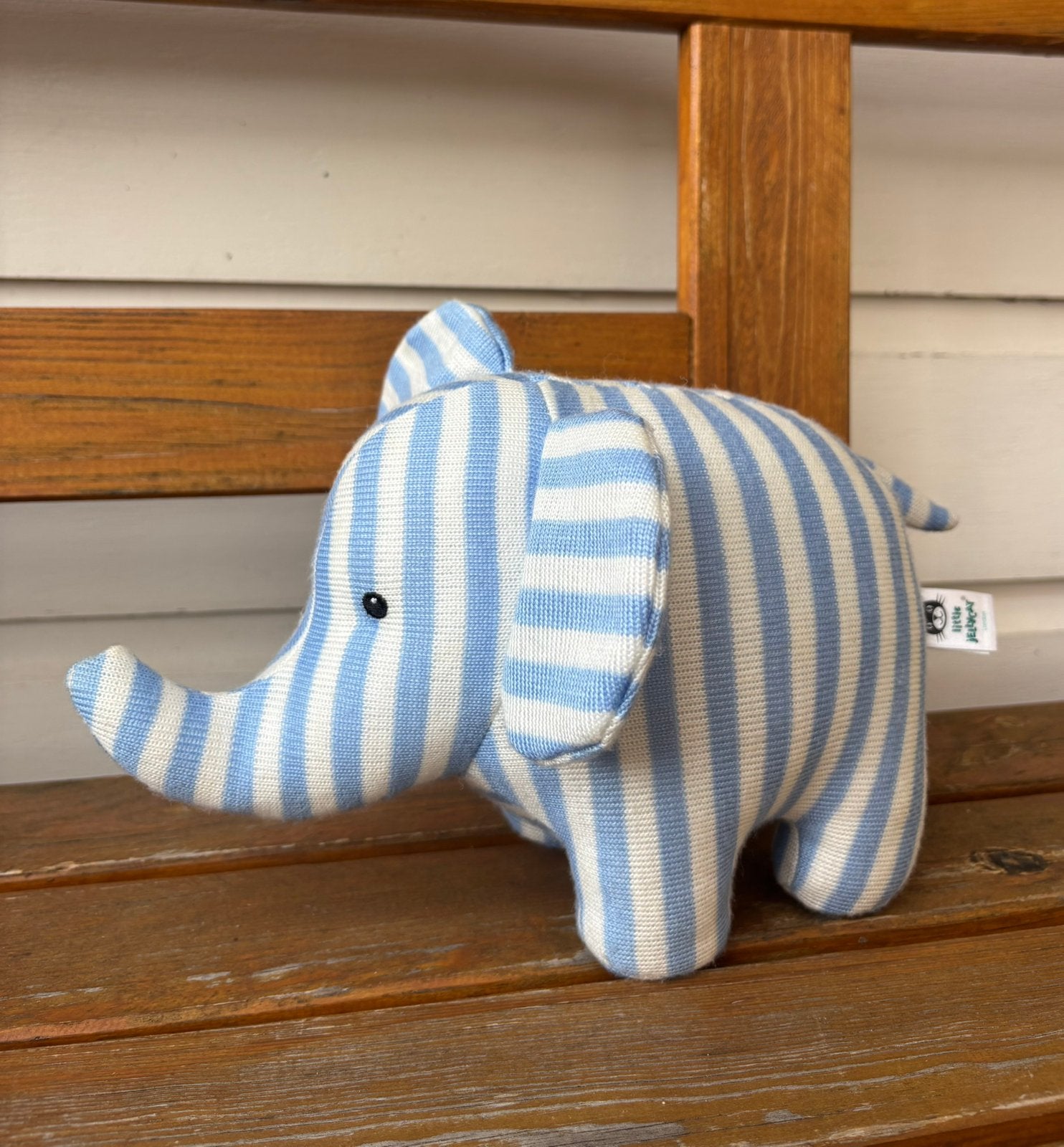 Retired Jellycat knuffel olifant blauw wit| Elliot Elephant, Ophalen of Verzenden, Olifant
