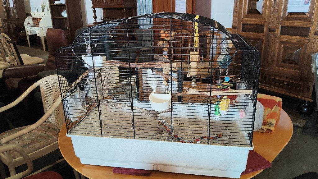 Grote vogelkooi / parkietenkooi met accessoires 70 cm, Ophalen, Gebruikt, Metaal, Vogelkooi