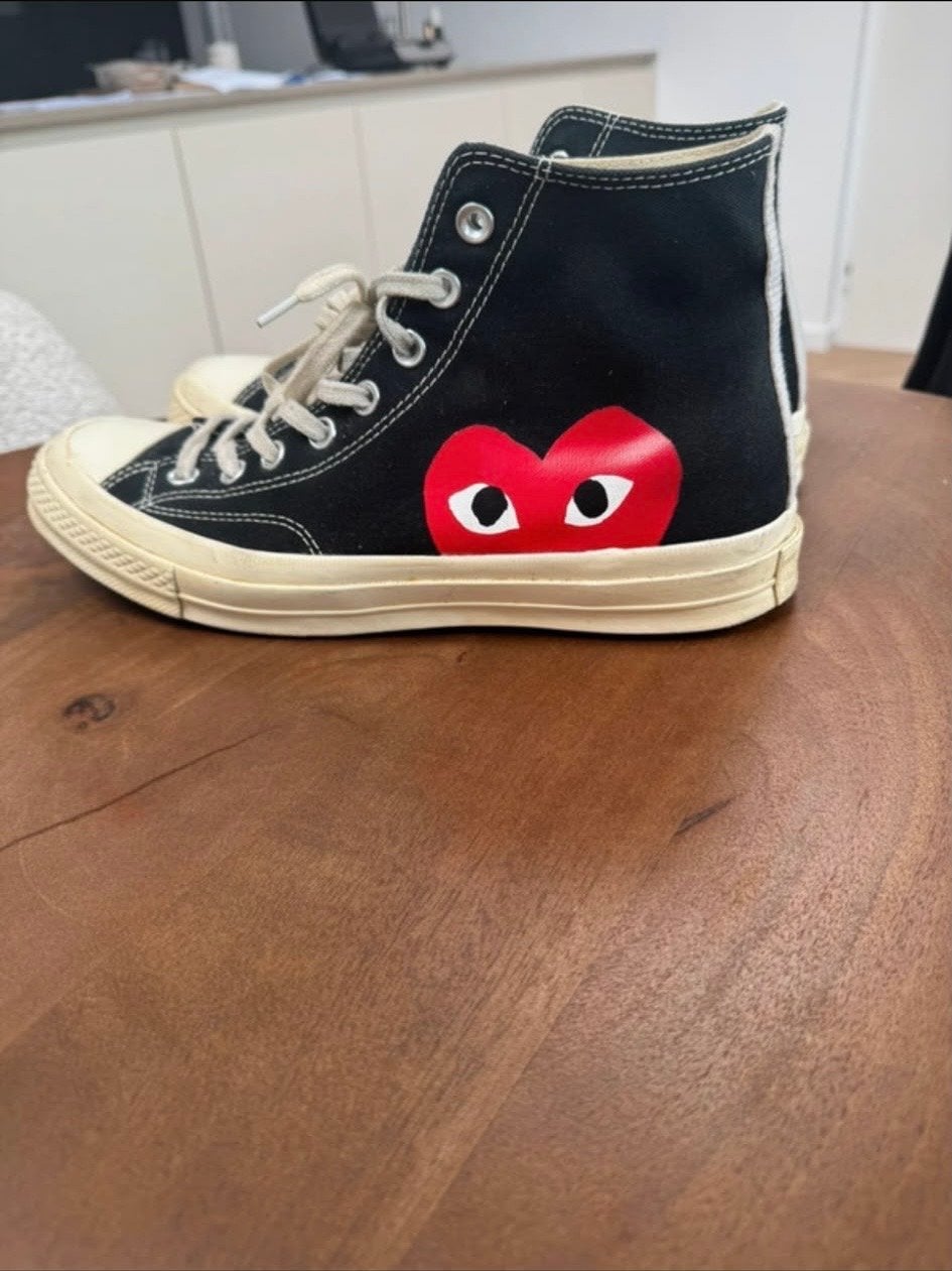 Commes des Garçons PLAY x Converse Chuck 70 High - Zwart UK, Ophalen of Verzenden, Gedragen, Zwart, Sneakers of Gympen