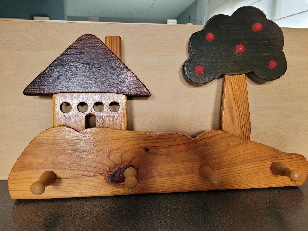 Houten kinderkapstokje, Ophalen, Overige merken, Handgemaakt, Bruin