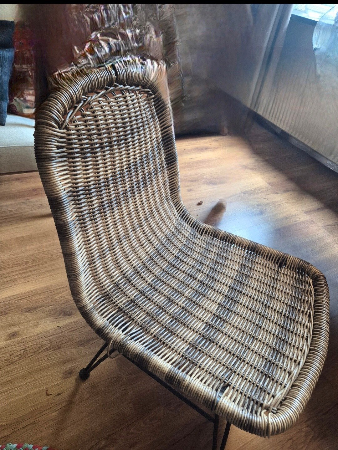 2 Rotan mand stoelen - Zo goed als nieuw, Huis en Inrichting, Ophalen, Twee, Bruin, Bohemian, Natuurlijk