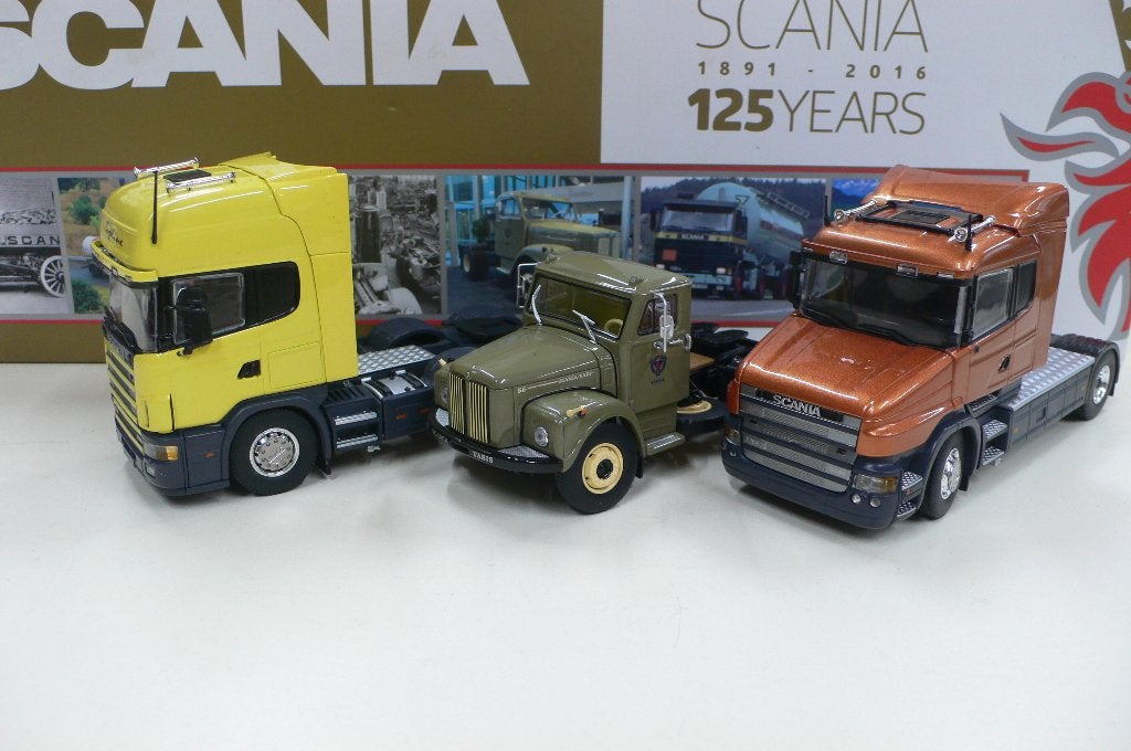 scania 125 jaar set  1891-2016- tekno-1/50, Hobby en Vrije tijd, Modelauto's | 1:50, Verzenden, Zo goed als nieuw, Bus of Vrachtwagen