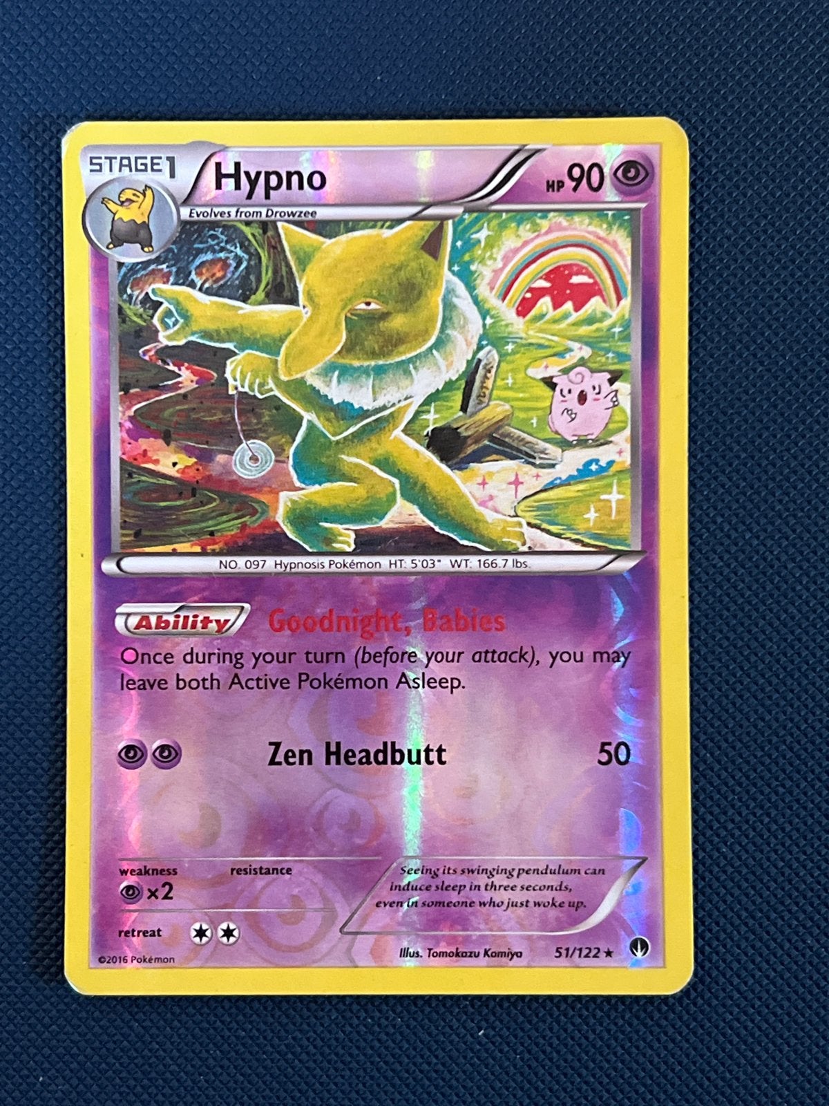Hypno Reverse Holo (Komiya Art) - Pokémon Kaart, Ophalen of Verzenden, Zo goed als nieuw, Losse kaart, Foil