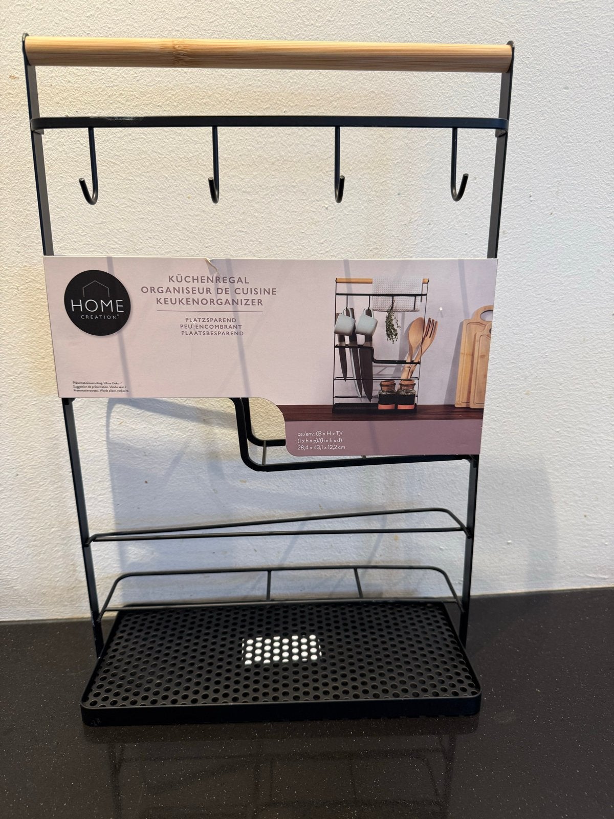 Keuken Organizer - Zwart Metaal met Bamboe, Overige typen, Nieuw, Ophalen of Verzenden, Zwart