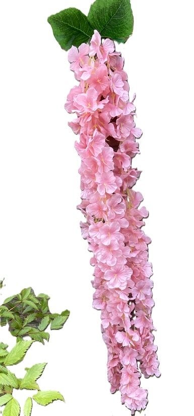 KUNSTBLOEM GUIRLANDE ROZE GROEN 108 MTR NIEUW, Roze, -, -, Nieuw