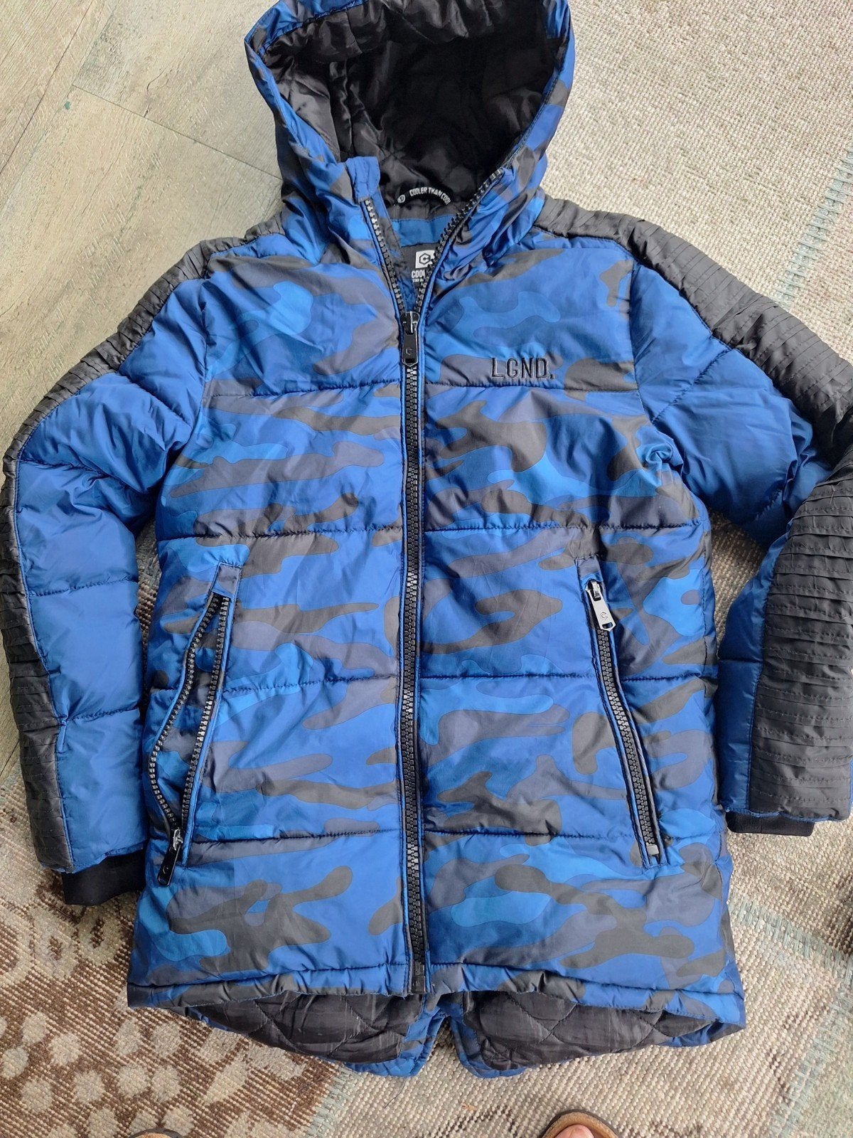 Coolcat winterjas maat 146/152 - Blauw camouflage, Coolcat, Ophalen of Verzenden, Zo goed als nieuw, Jongen