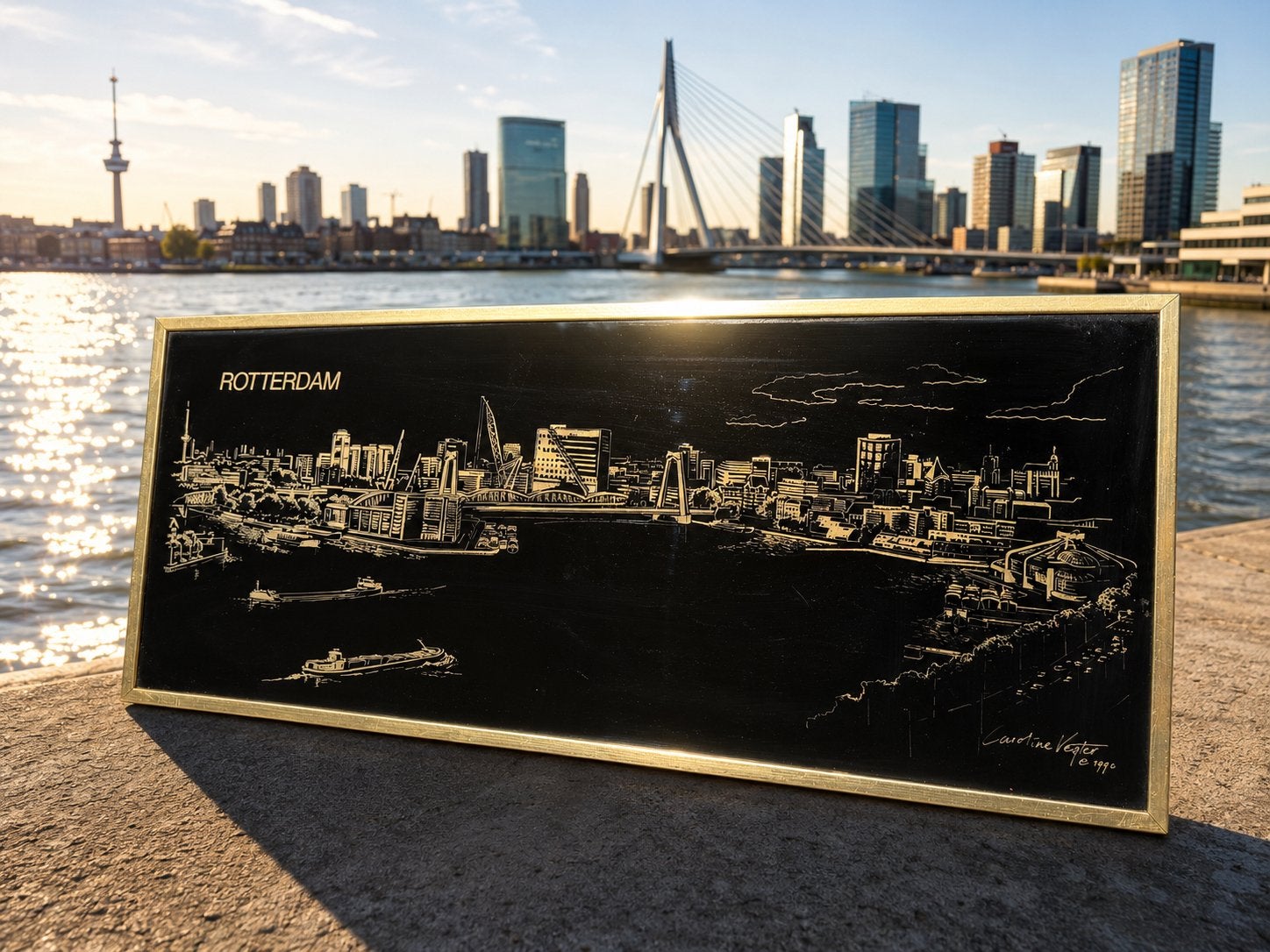 Vintage laserprint Rotterdam Caroline Vegter  1990, Ophalen of Verzenden, Print, Print/reproductie, Gesigneerd