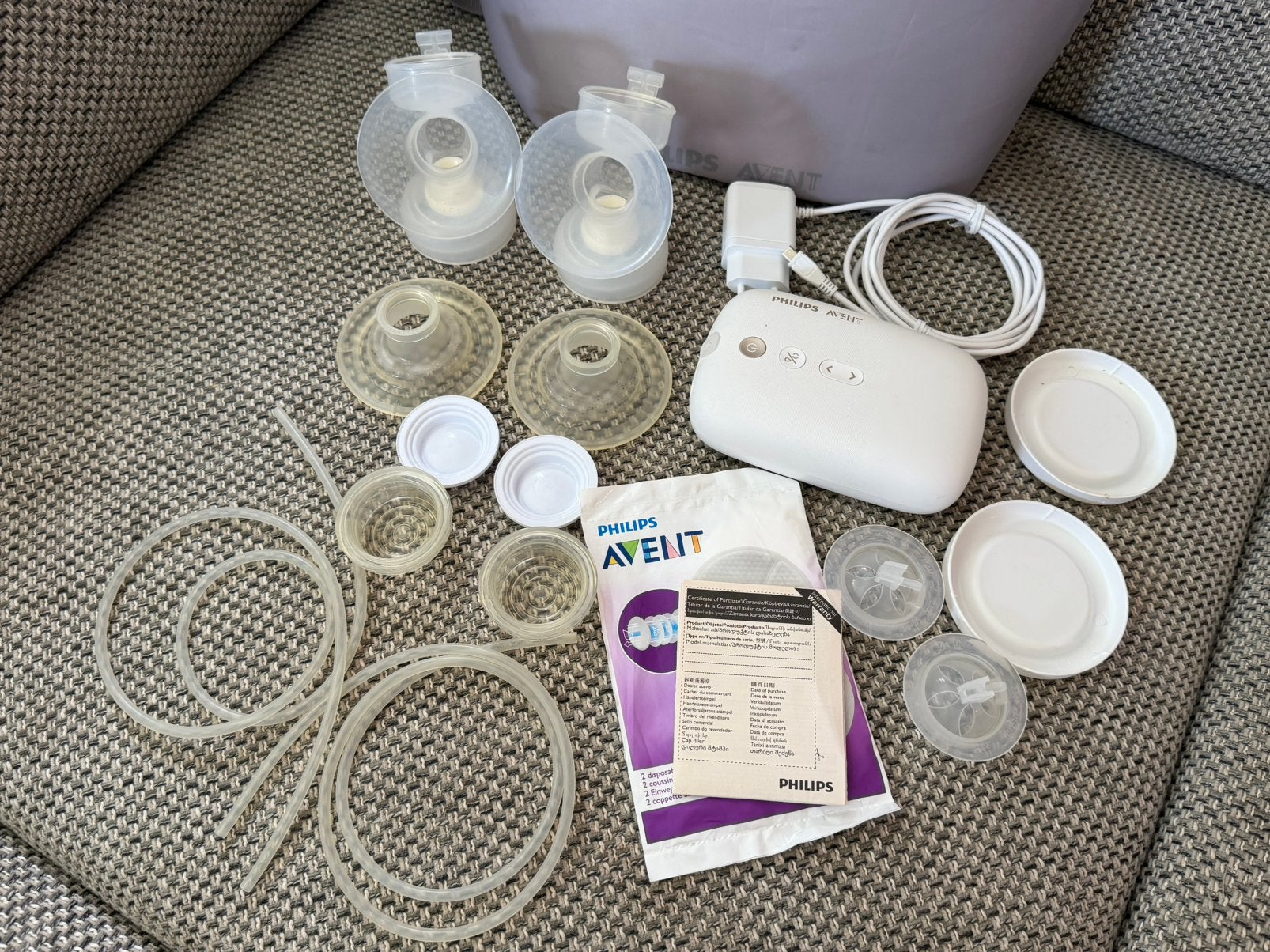 Te koop Philips Avent dubbele elektrische borstkolf, Ophalen of Verzenden, Zo goed als nieuw, Borstkolf, Philips Avent