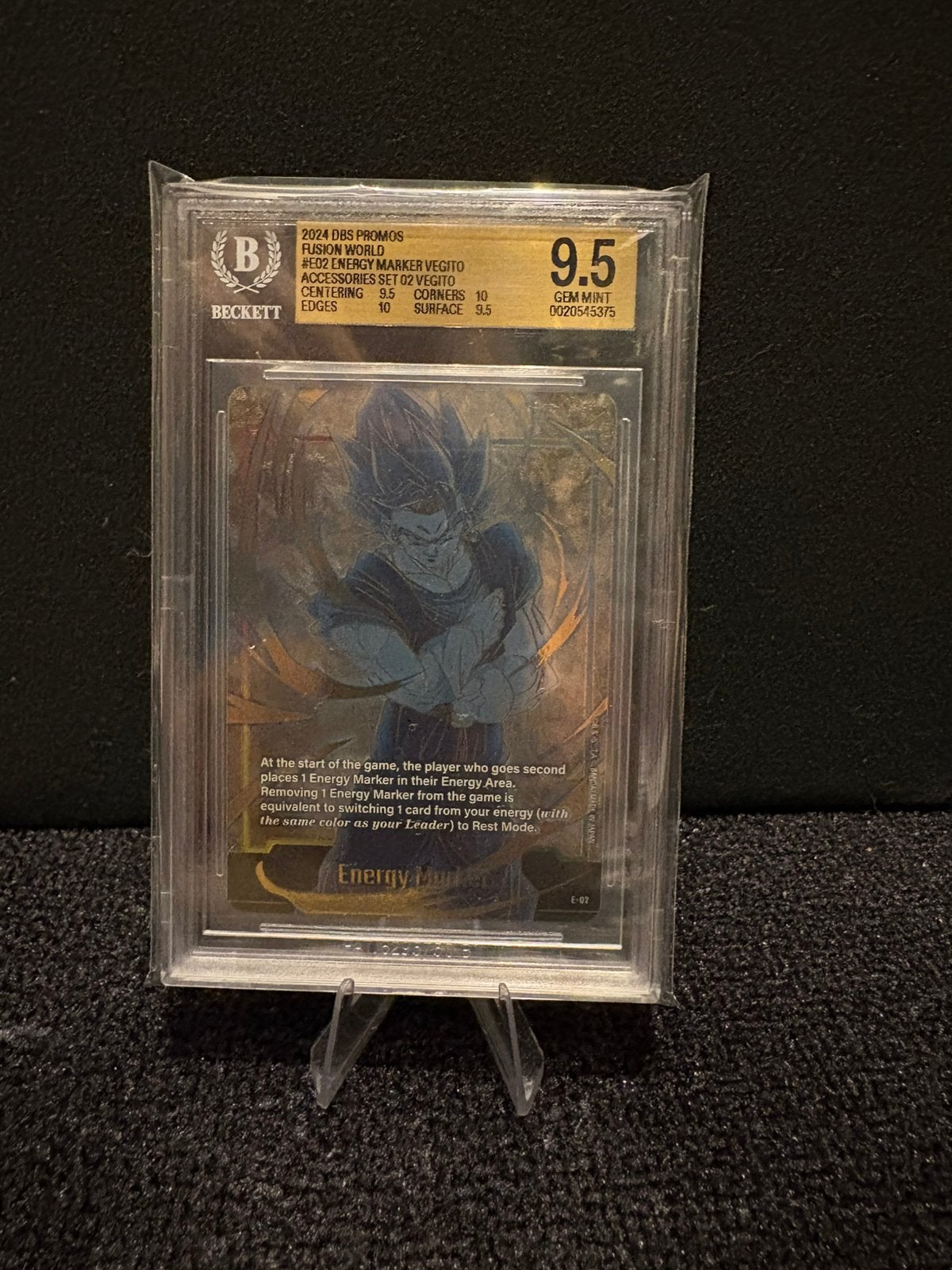 Dragonball fusion world energy marker E-02 BGS 9.5 Vegito, Hobby en Vrije tijd, Verzamelkaartspellen | Overige, Ophalen of Verzenden
