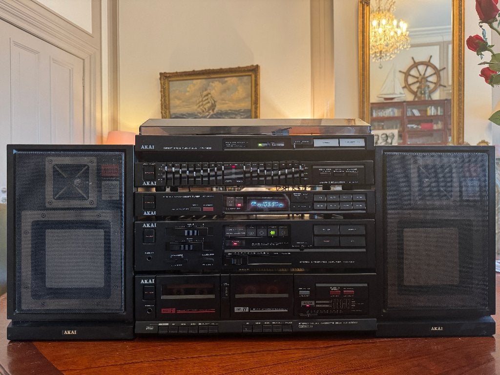 Akai Vintage Stereo Toren Platenspeler Cassettedeck half '80, Gebruikt, Losse componenten, Akai, Ophalen