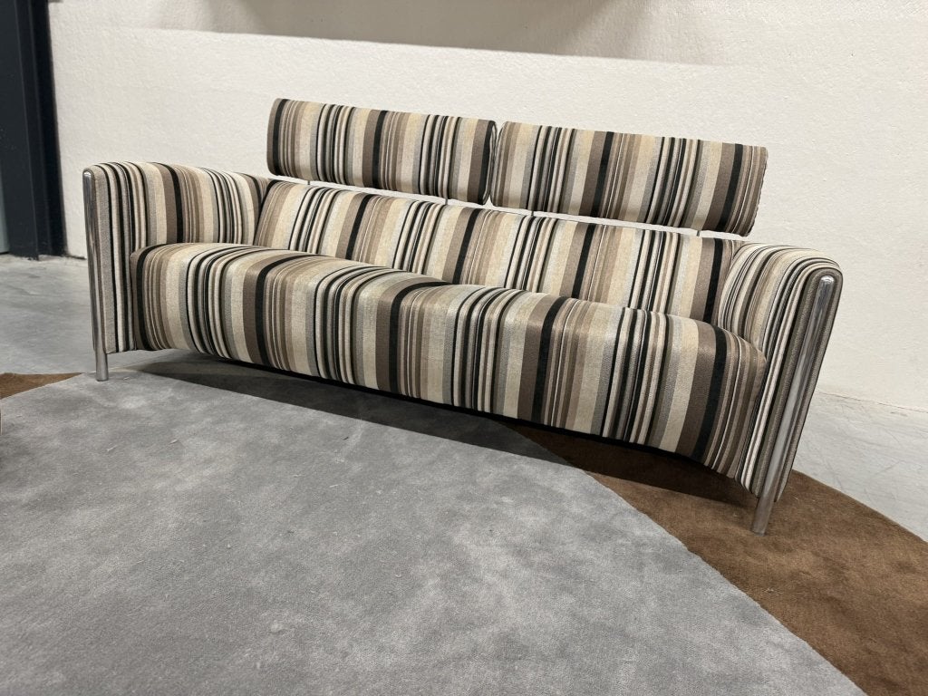 Leolux Goncharov Bank 3 zits Stof Bruin design Fauteuil Poef, Info@leolux.nl, Driepersoons, 75 tot 100 cm, Ophalen of Verzenden