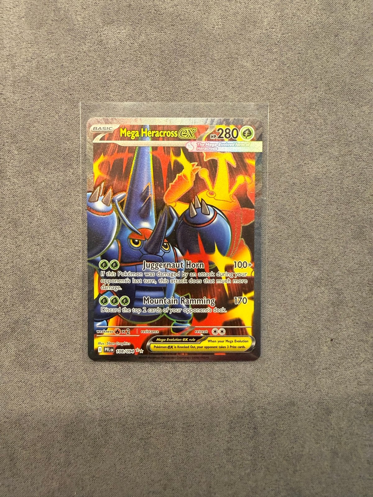 Mega Heracross EX Pokémon Kaart (PFL 108/094), Ophalen, Zo goed als nieuw, Losse kaart