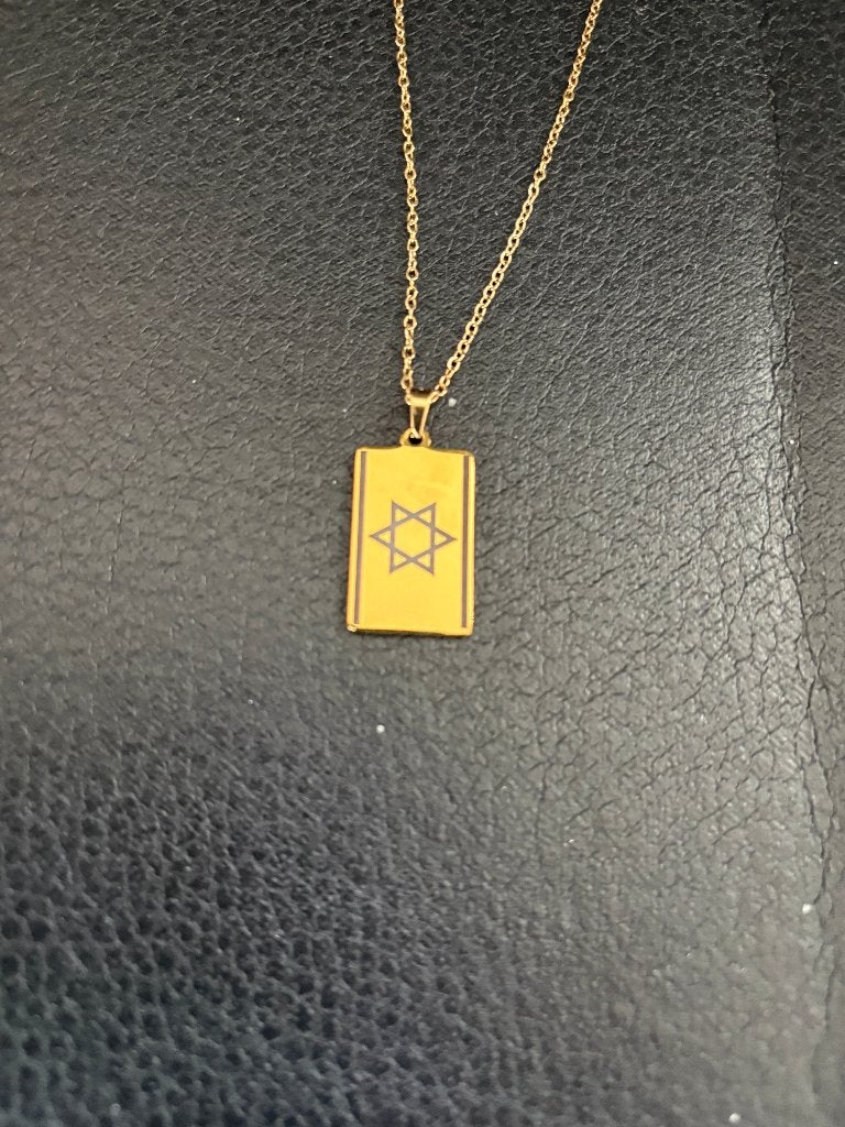 Vlag Star of David ketting RVS goudkleur zware plaat hanger, Nieuw, Ophalen of Verzenden, Goud, Overige materialen