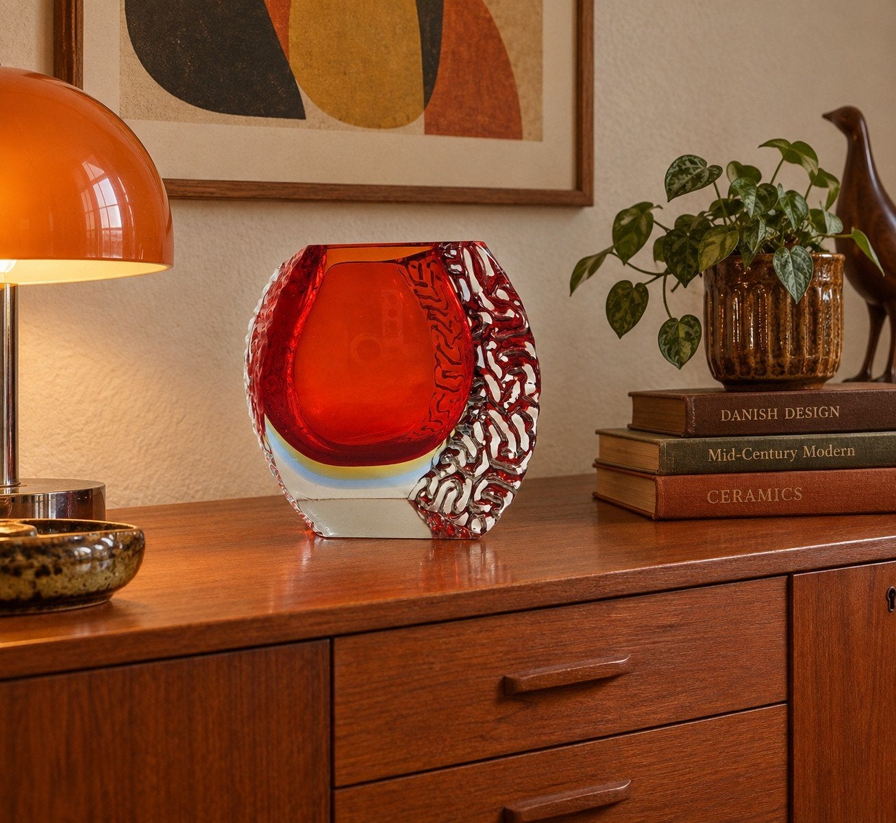 xxl Murano Mandruzatto design vaas, rood glas, Ophalen of Verzenden