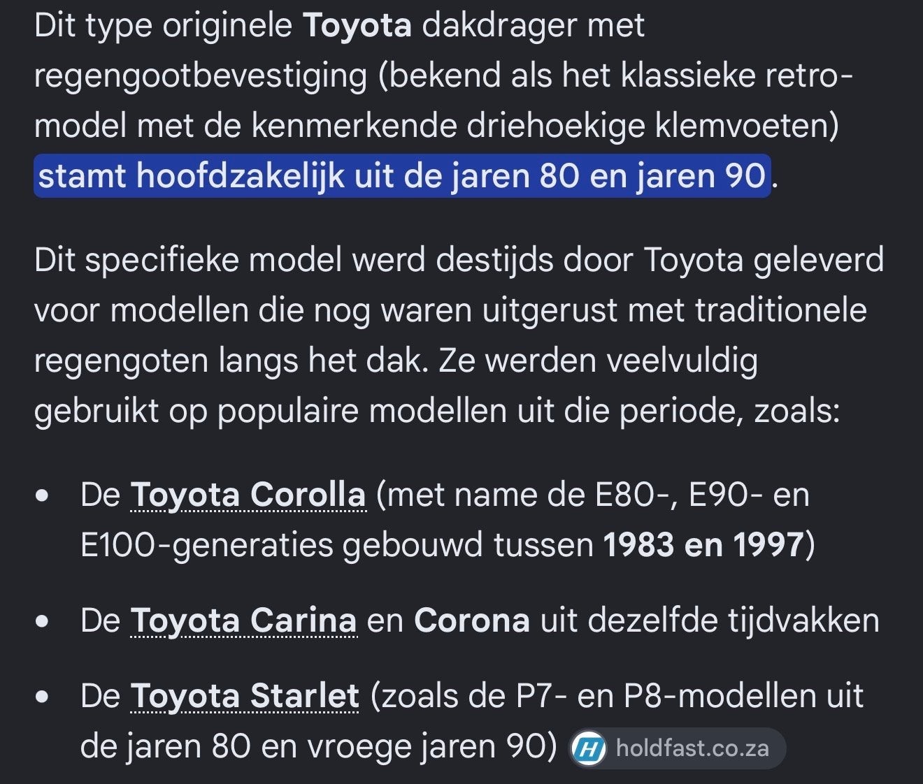Originele Toyota Starlet dakdragers (jaren '80/'90), Ophalen, Gebruikt