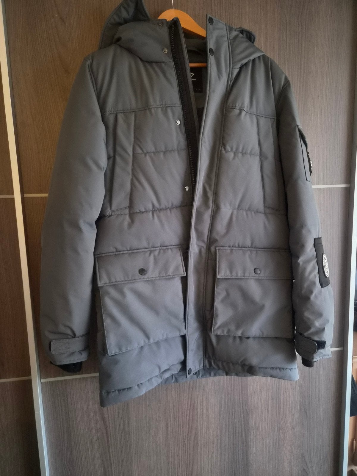Black Bananas Grijze Winterjas met Windstoppers en Capuchon, Kleding | Heren, Overige maten, Ophalen of Verzenden, Zo goed als nieuw