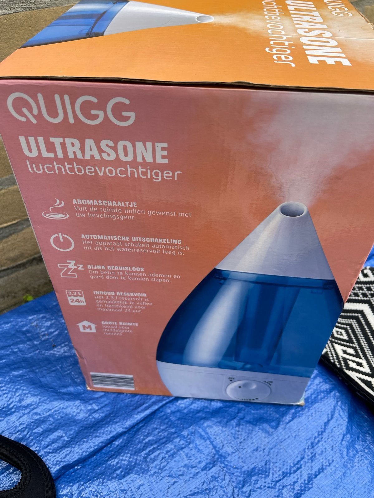 Quigg Ultrasone Luchtbevochtiger - weinig gebruikt in doos, Ophalen of Verzenden, Nieuw, Luchtbevochtiger