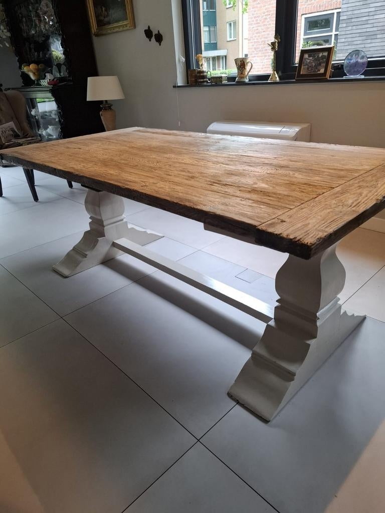 Grote landelijke eettafel, Ophalen, 200 cm of meer, 50 tot 100 cm, Zo goed als nieuw