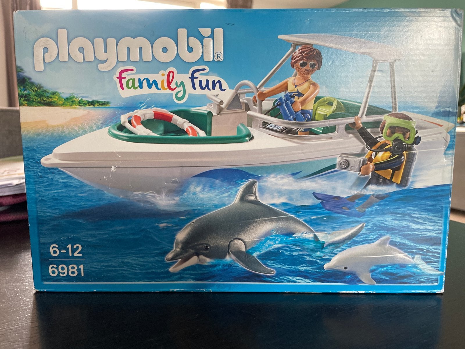Playmobil Family Fun 6981 Motorboot met dolfijnen, Complete set, Zo goed als nieuw, Boot/Schip, Family fun