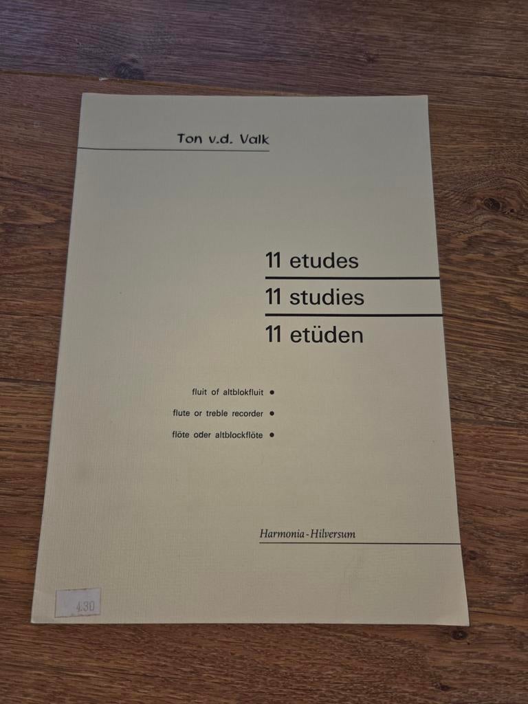 Ton v.d. Valk - 11 Etudes voor Fluit of Altblokfluit, Ophalen of Verzenden, Les of Cursus, Klassiek