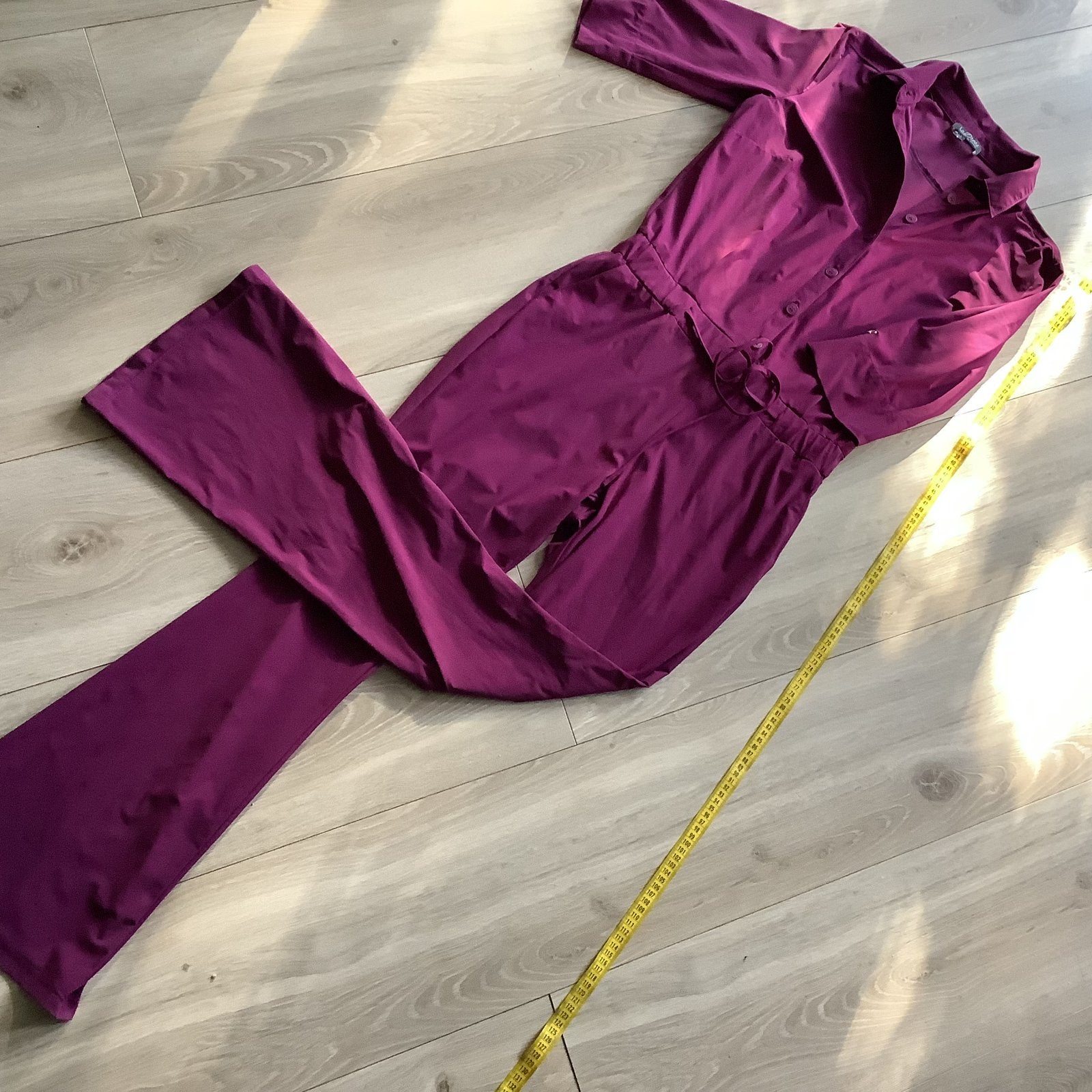 LaDress Travelstof Jumpsuit S met aansnoerkoord, Kleding | Dames, Ophalen of Verzenden, Zo goed als nieuw, Maat 36 (S), Paars