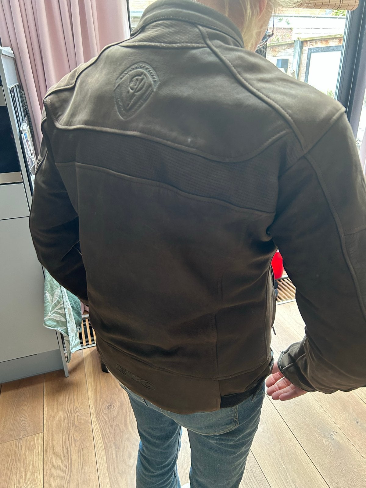Stijlvolle bruine leren motorjas - Maat 54, Motoren, Kleding | Motorkleding, Ophalen, Tweedehands, Heren, Jas | leer