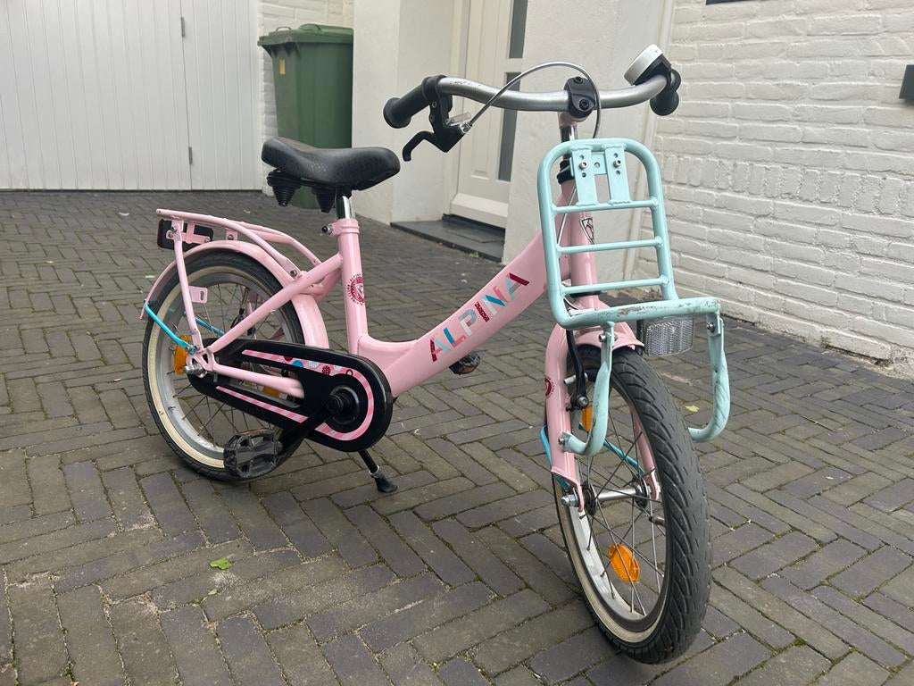 Alpina meisjesfiets 16 inch, Fietsen en Brommers, Fietsen | Meisjes, Ophalen, Gebruikt, 16 inch, Handrem