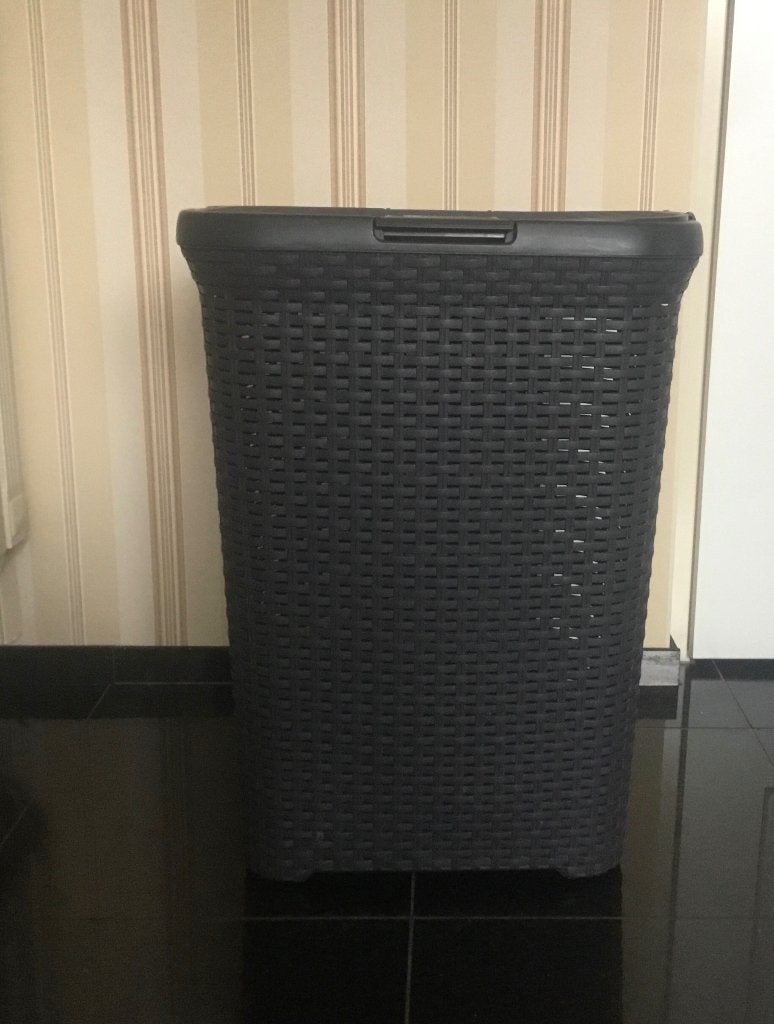Curver rattan style wasmand 60 ltr antraciet, Huis en Inrichting, Overige merken, Ophalen of Verzenden, Zo goed als nieuw, Wasmand