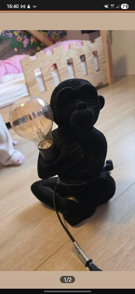 Aap lamp met LED filament lamp, Ophalen of Verzenden, Zo goed als nieuw, Modern, Speels, Decoratief