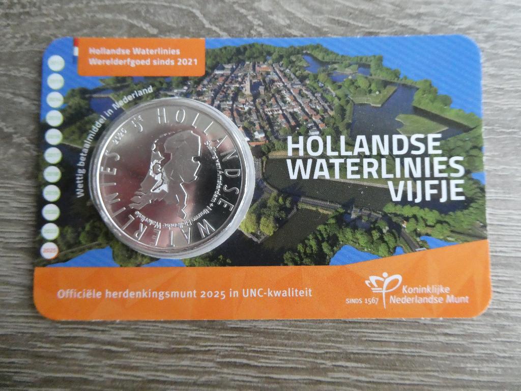 Hollandse waterlinie vijfje, Verzamelen, Militaria | Tweede Wereldoorlog, Ophalen of Verzenden, Landmacht, Nederland, Embleem of Badge