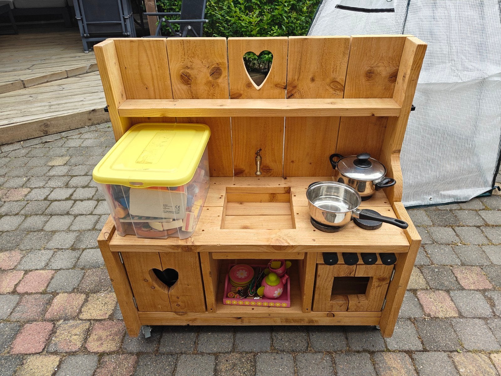 Zeer complete steigerhouten speelkeuken met accessoires, Ophalen, Zo goed als nieuw, Hout, Speelkeuken