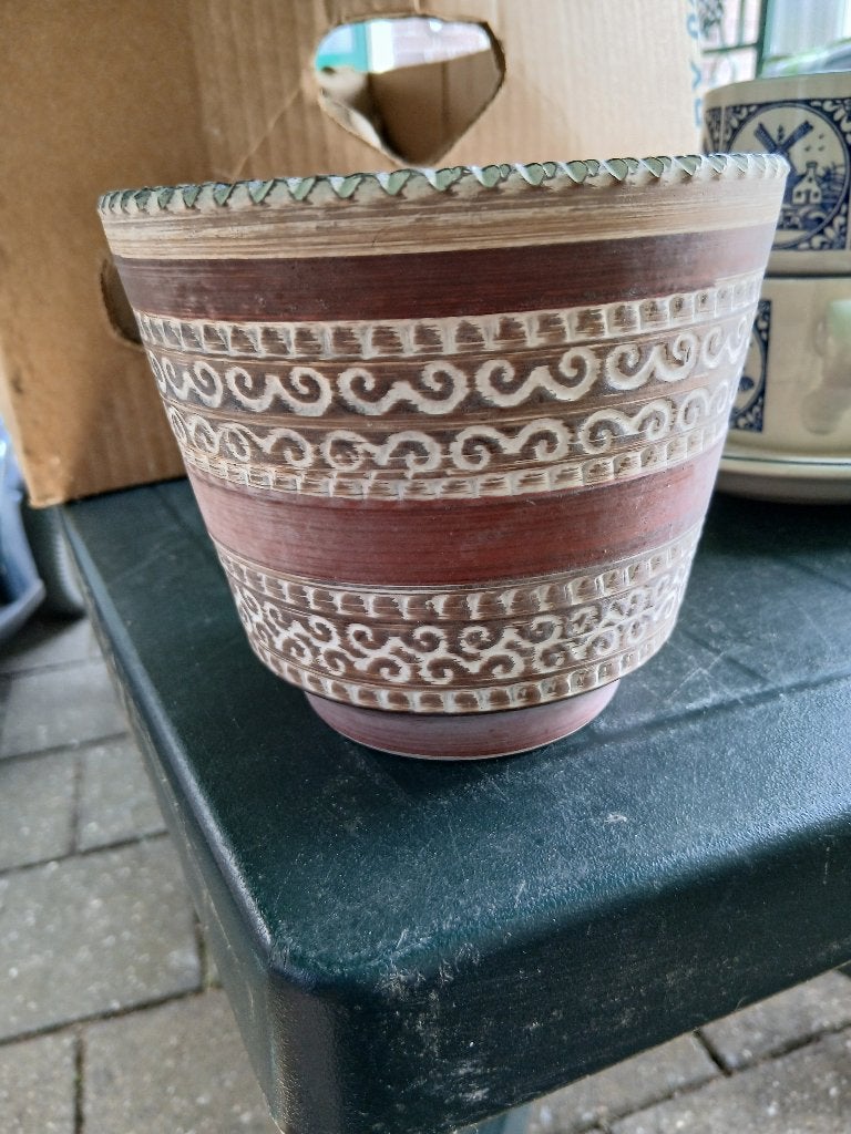 Bloempot jaren 60, Tuin en Terras, Bloempotten, Rond, Ophalen of Verzenden, Aardewerk, Minder dan 40 cm