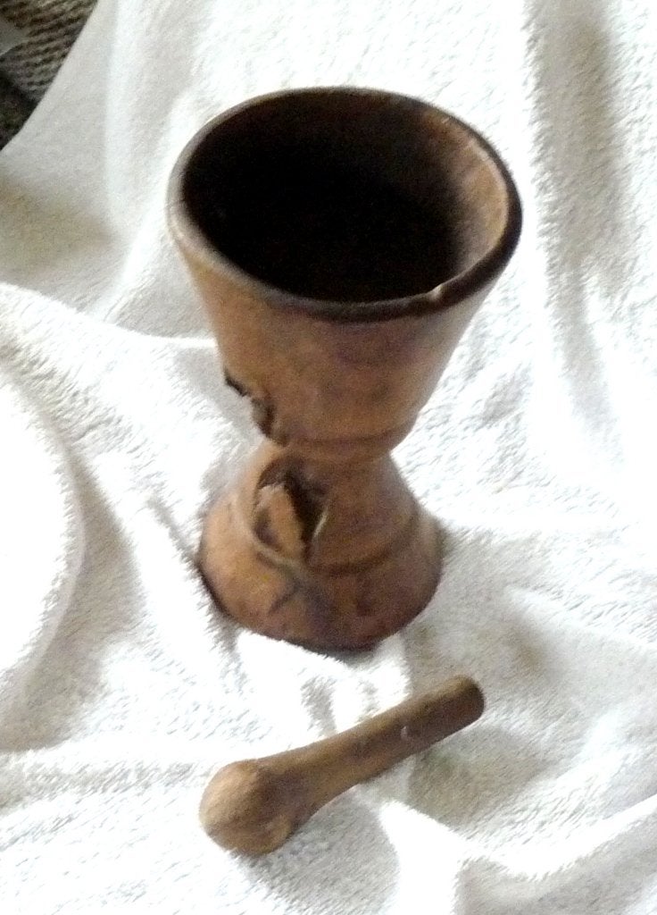 Antieke houten vijzel, Antiek en Kunst, Ophalen of Verzenden