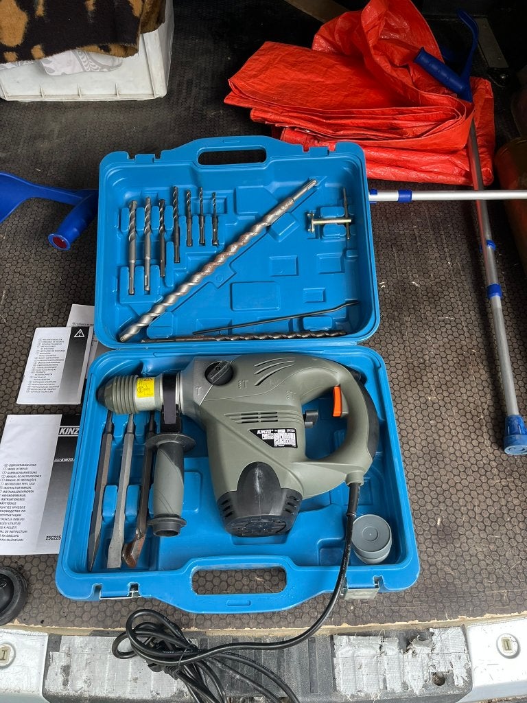 Kinzo 25C225 Boorhamer met accessoires en koffer, Ophalen of Verzenden, Zo goed als nieuw, Boor- en/of Breekhamer