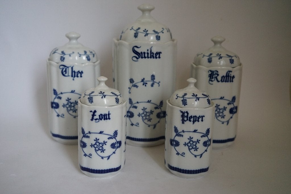 keukenset voorraadpot mid-century, brocante stijl blau saks, Huis en Inrichting, Overige merken, Overige typen, Ophalen of Verzenden