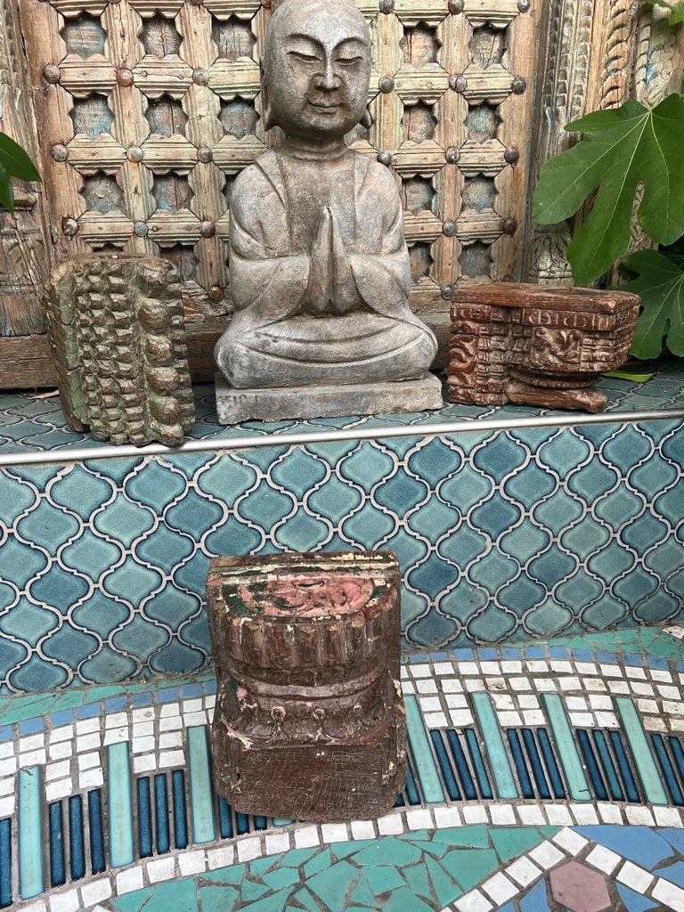 Indiase console kandelaar uit India oud brokstuk, Huis en Inrichting, Woonaccessoires | Kandelaars en Kaarsen, Verburgt Vintage