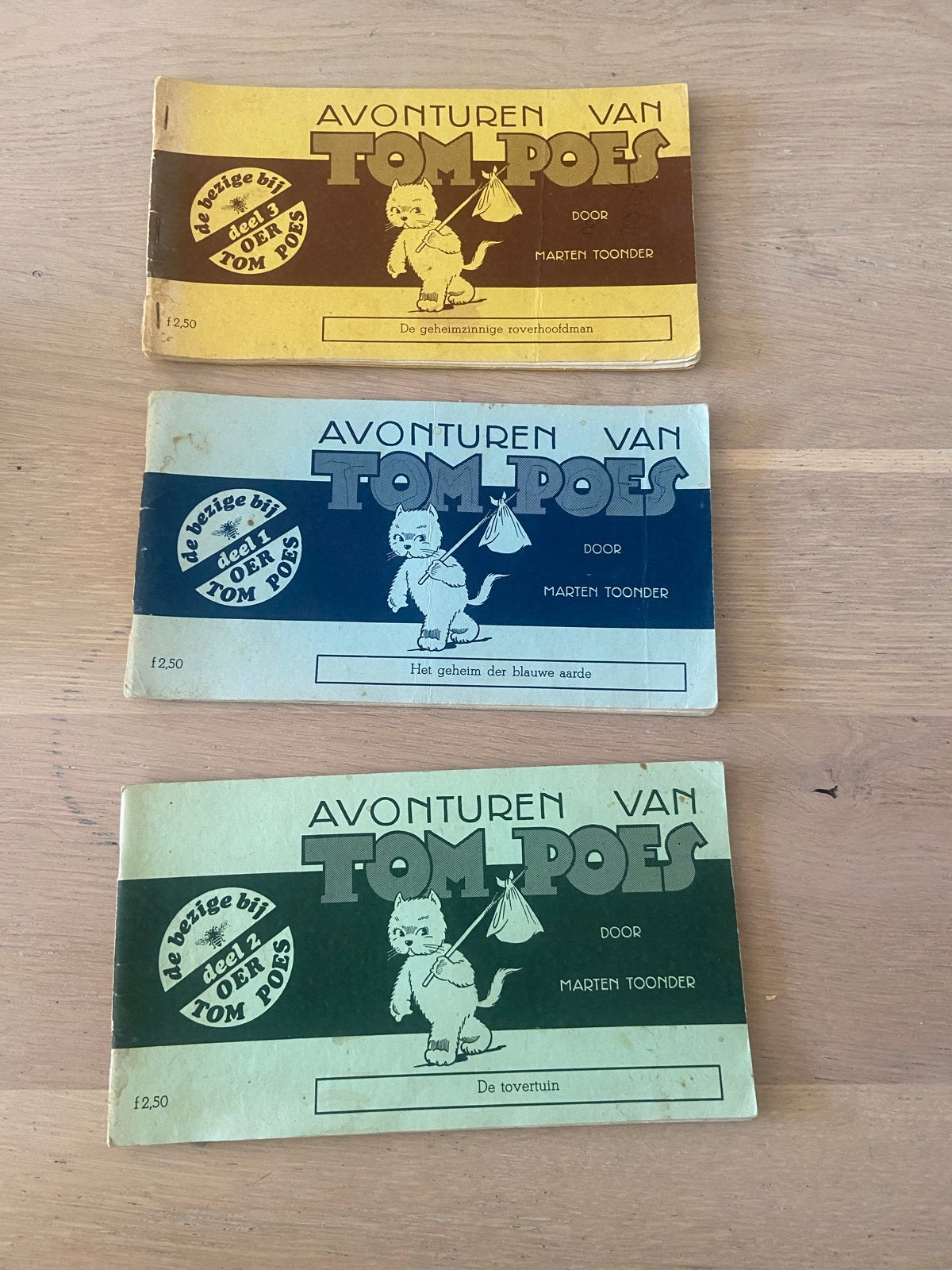 Drie Tom Poes boeken., Complete serie of reeks, Ophalen, Gelezen