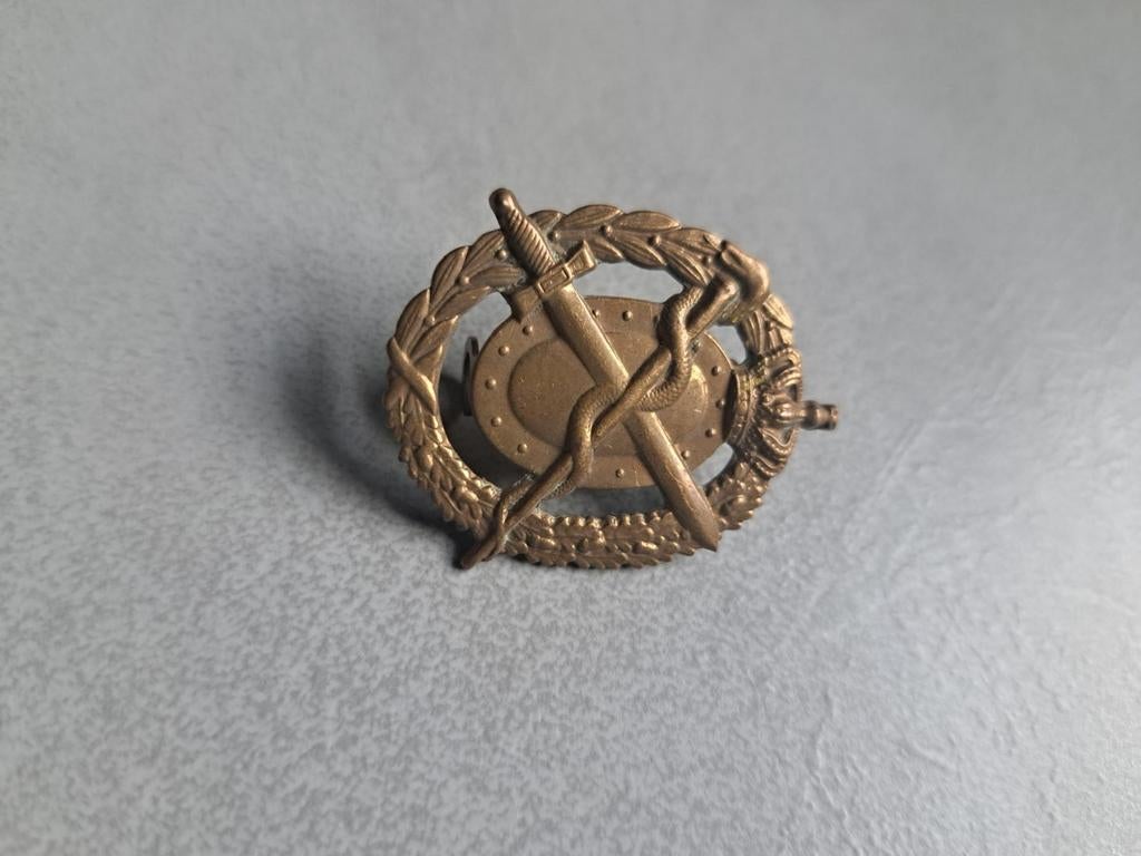 Te koop: kraagembleem messing Regiment Geneeskundige Troepen, Verzamelen, Militaria | Algemeen, Ophalen of Verzenden, Landmacht
