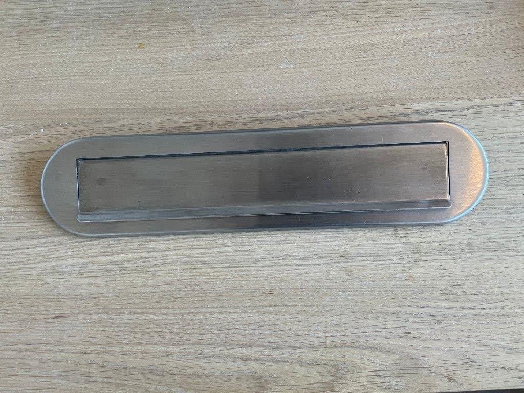 Intersteel RVS brievenbus ovaal 340x80mm, Tuin en Terras, Gebruikt, Brievenbusklep, Ophalen of Verzenden, Rvs