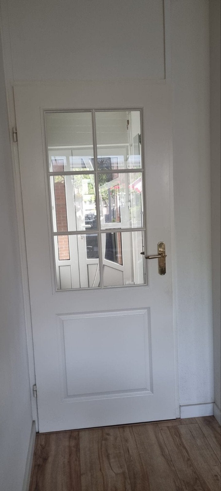 Witte opdek binnendeur met glas 201x83/85cm, Ophalen, 80 tot 100 cm, Binnendeur, 200 tot 215 cm