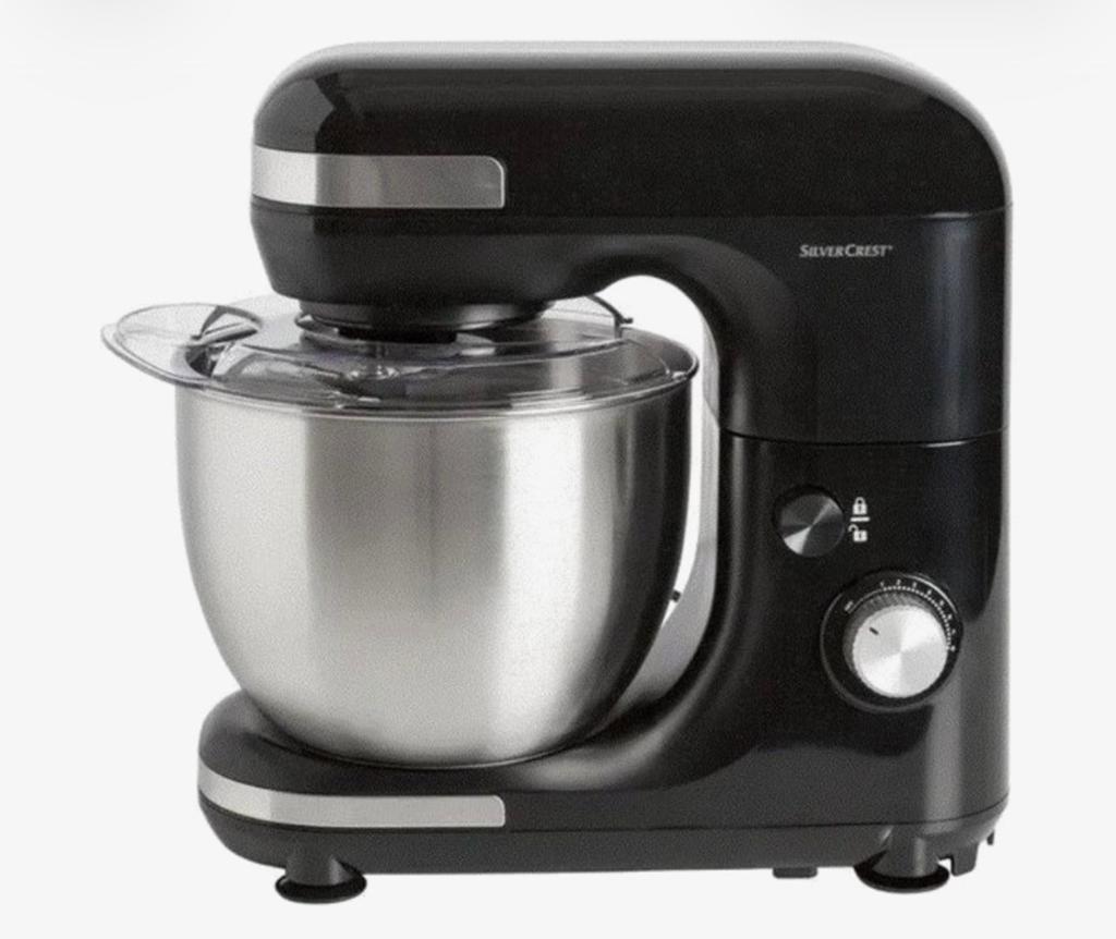 Silvercrest Keukenmachine Zwart 600W, 5L RVS Mengkom, 4 liter of meer, Ophalen of Verzenden, Gebruikt, 3 snelheden of meer