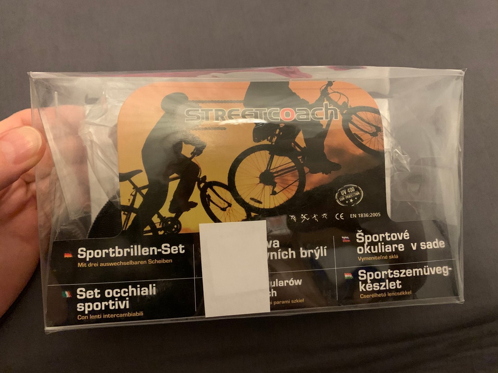 Sportbril fietsen met etui&2 sets extra glazen, Zonnebril, Nieuw, Grijs, Ophalen