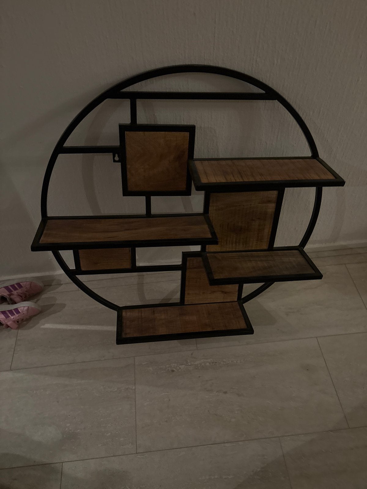 Ronde wandplank met metalen frame en houten planken, Huis en Inrichting, Ophalen, Gebruikt