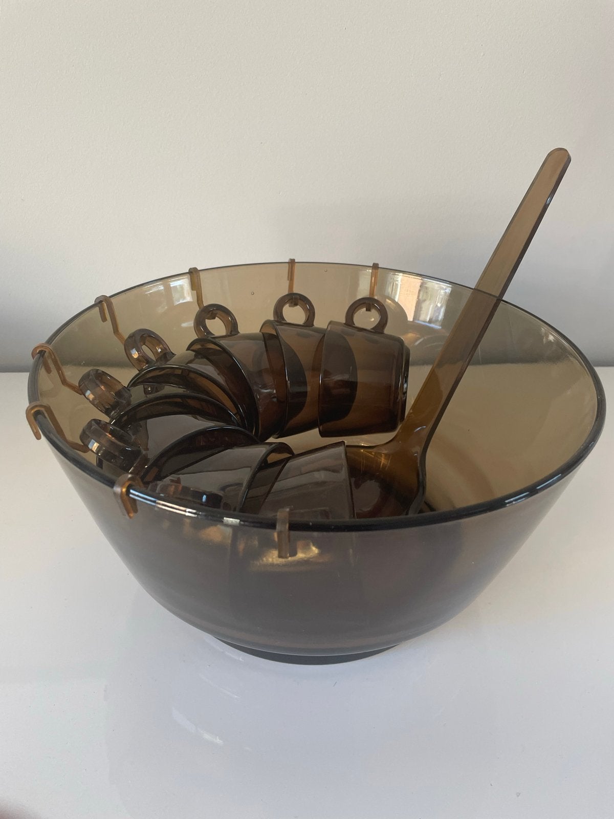 Vintage Punch Bowl Set met 8 Kopjes en Lepel, Ophalen, Gebruikt, Glas, Overige stijlen
