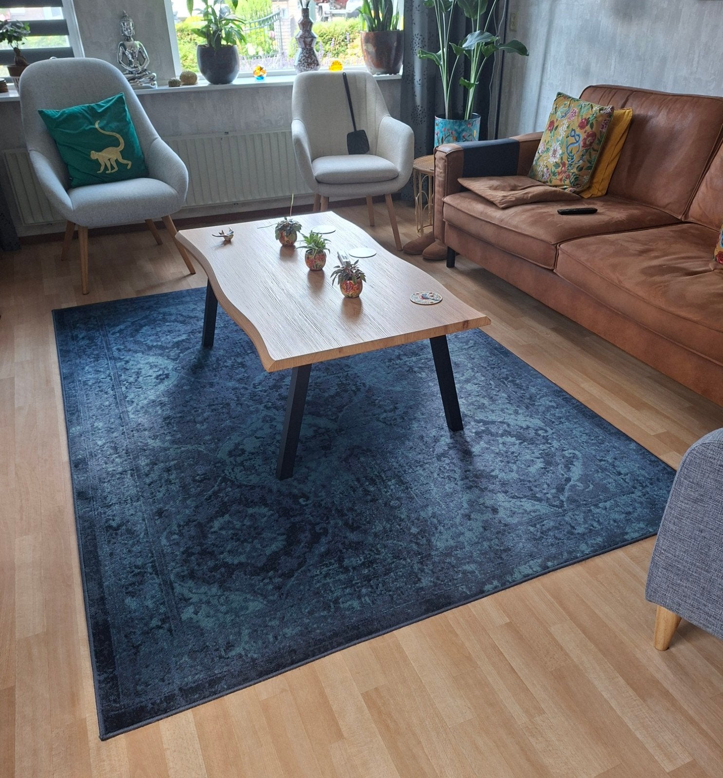 Vloerkleed Vonsbäk Ikea 170  230 cm blauw., Ophalen, Gebruikt, Blauw, 150 tot 200 cm
