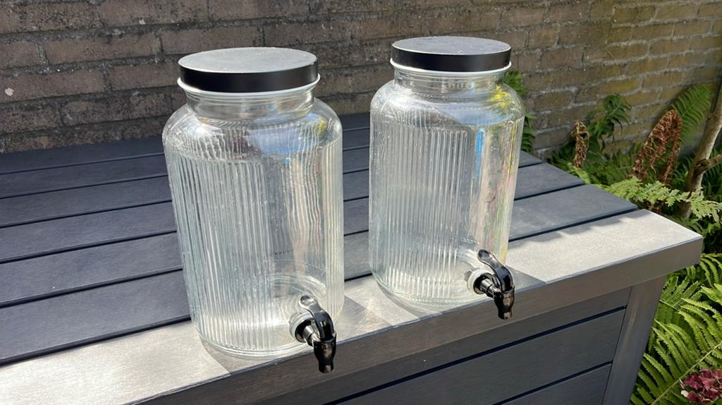 Glazen drankdispensers met tapkraan, Ophalen, Zo goed als nieuw, Overige merken, Glas